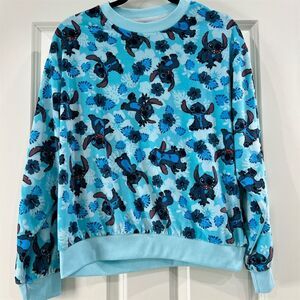 Disney Stitch Floral Graphic Sweatshirt Unisex Size S Multicolor Casual